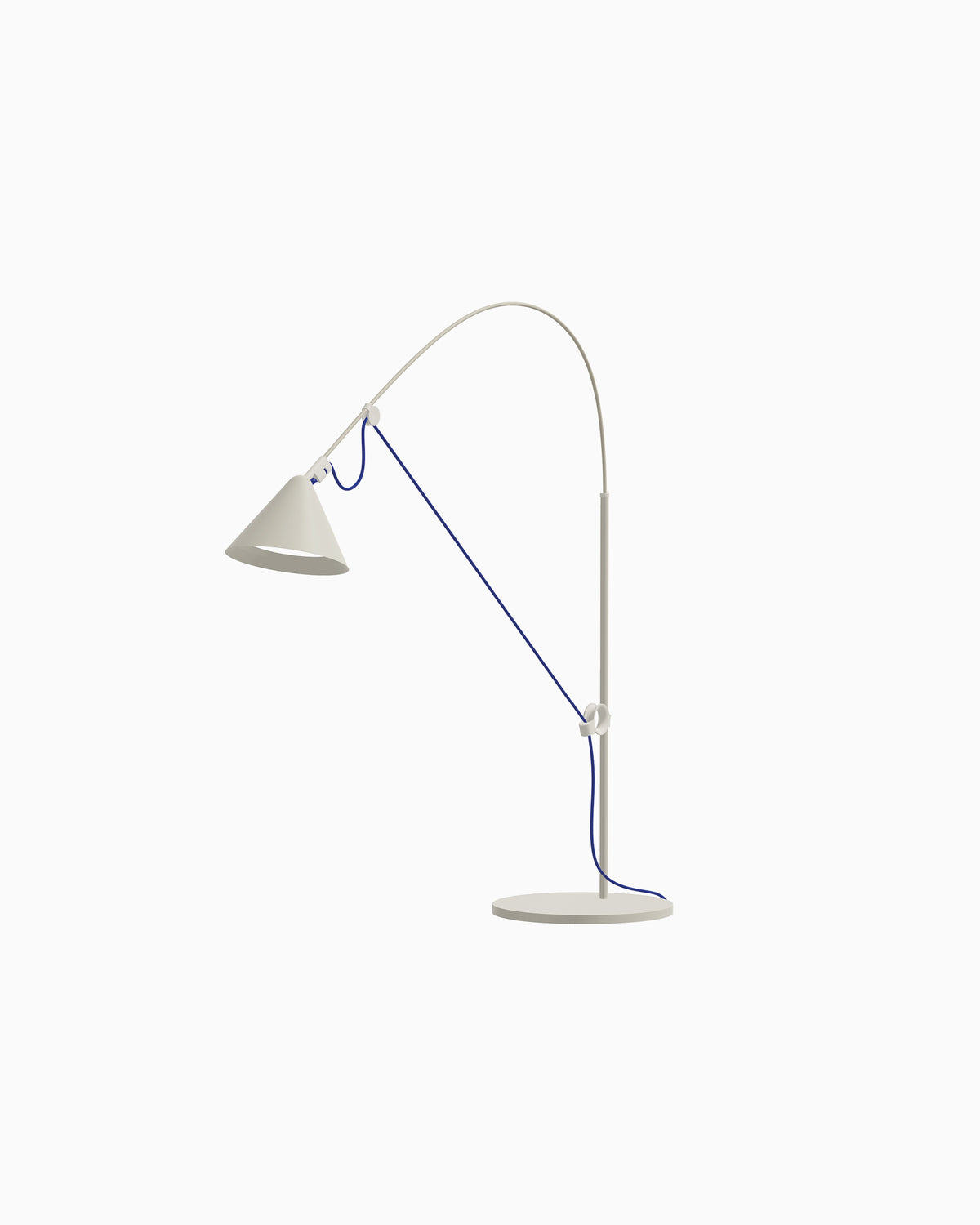 Midgard AYNO S adjustable table lamp in silk grey with ultramarine blue textile cable