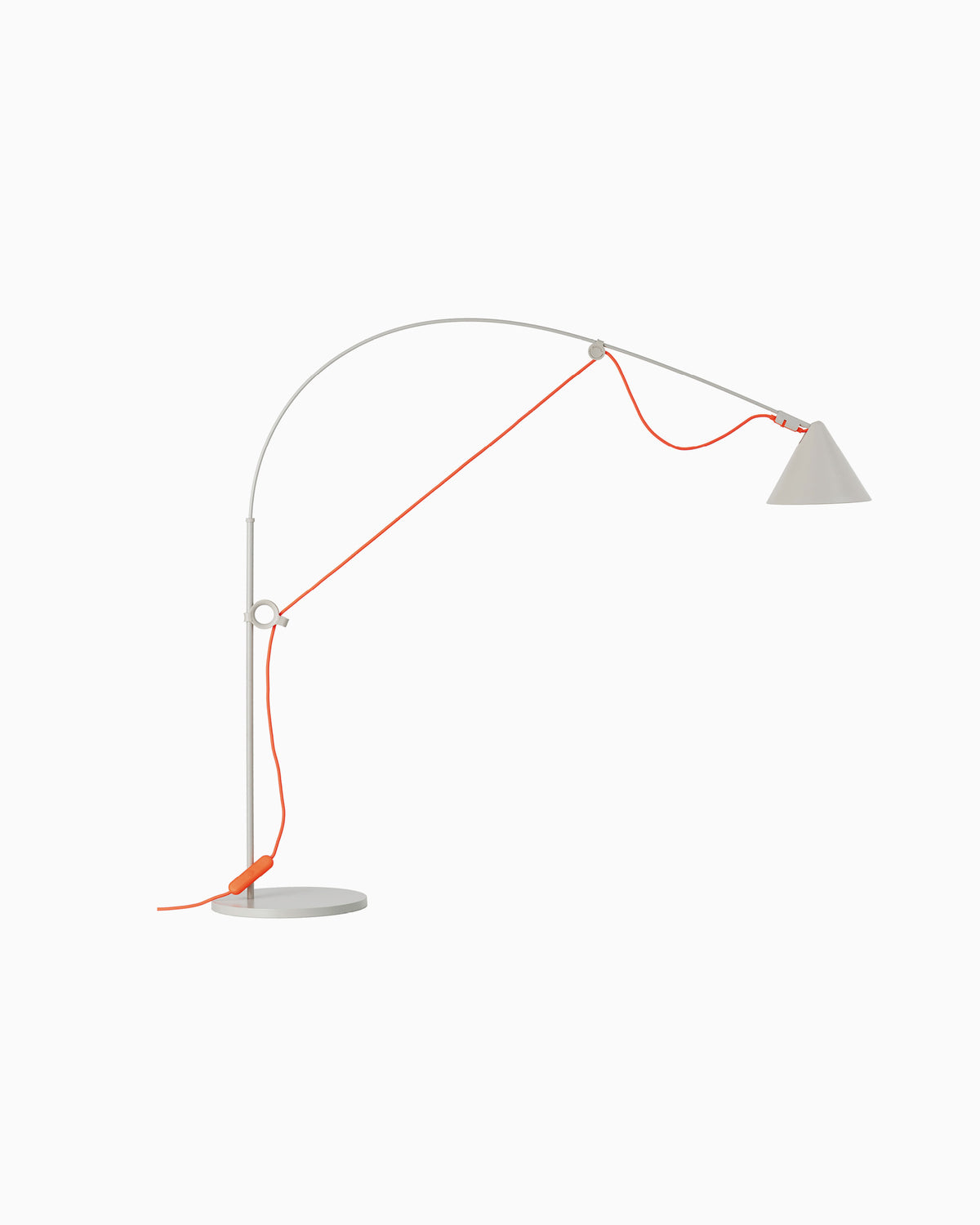 Midgard AYNO S adjustable table lamp in silk grey with neon orange textile cable