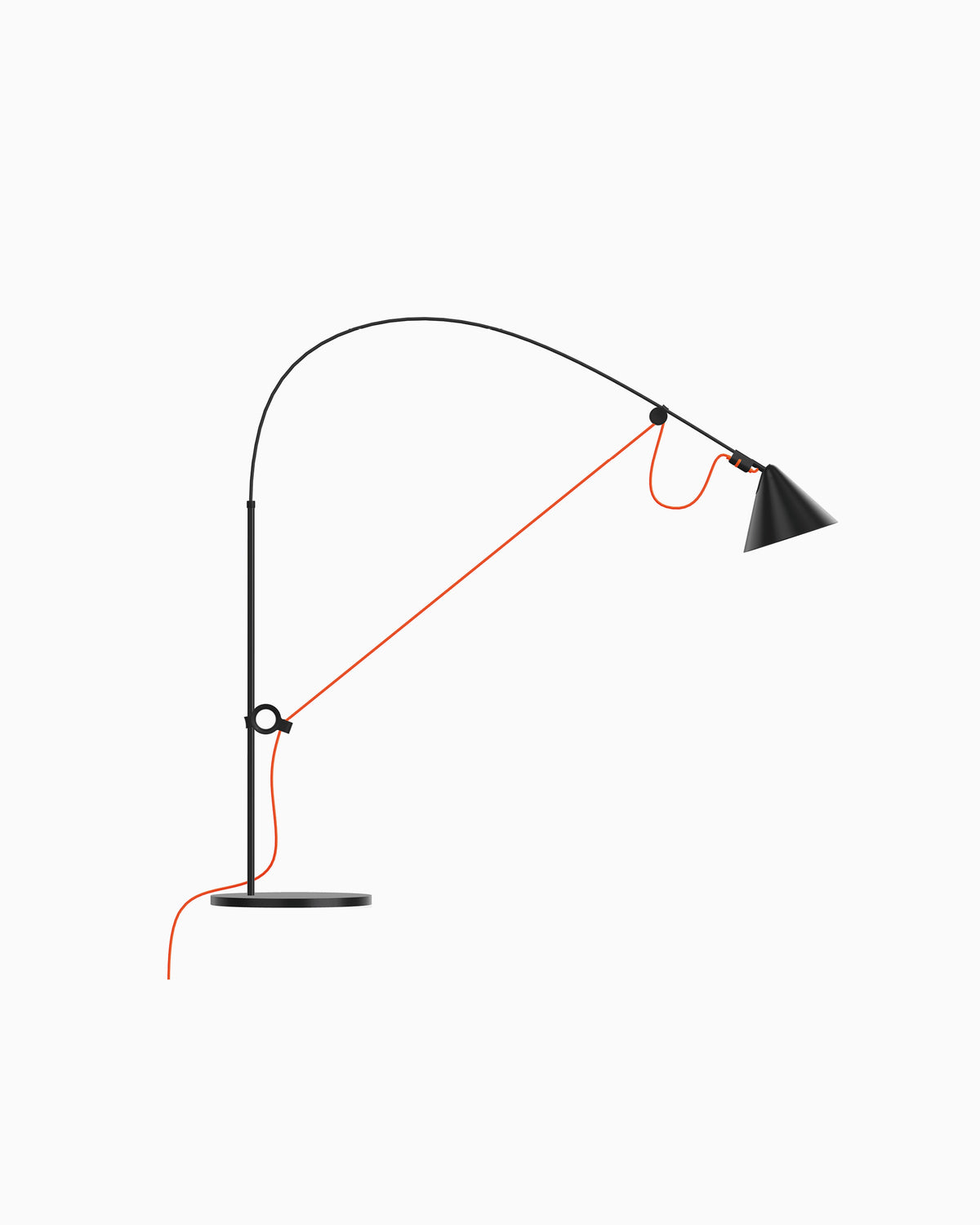 Midgard AYNO S adjustable table lamp in black with neon orange textile cable