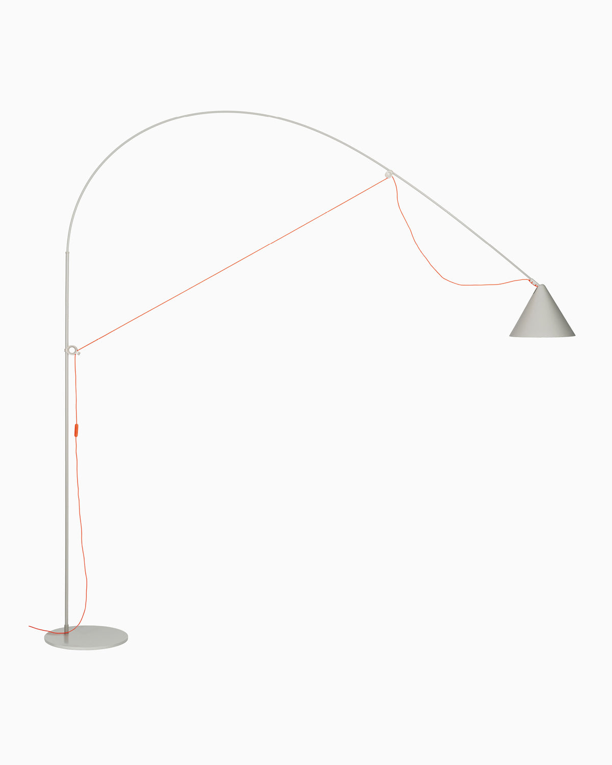Midgard AYNO XL adjustable floor lamp in silk grey with neon orange textile cable
