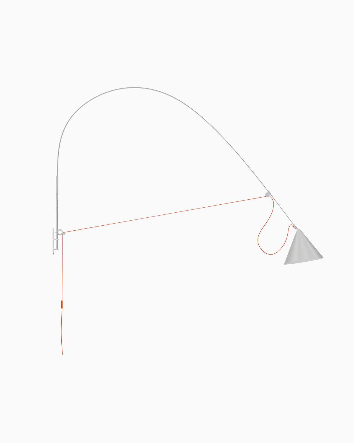 Midgard AYNO XL adjustable wall lamp in silk grey with neon orange textile cable