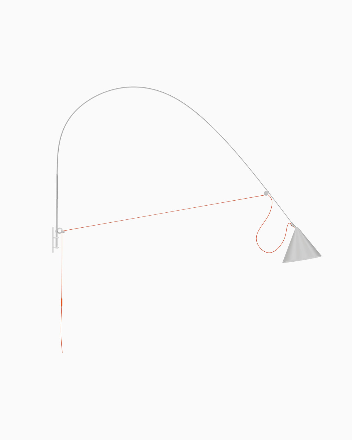 Midgard AYNO XL adjustable wall lamp in silk grey with neon orange textile cable