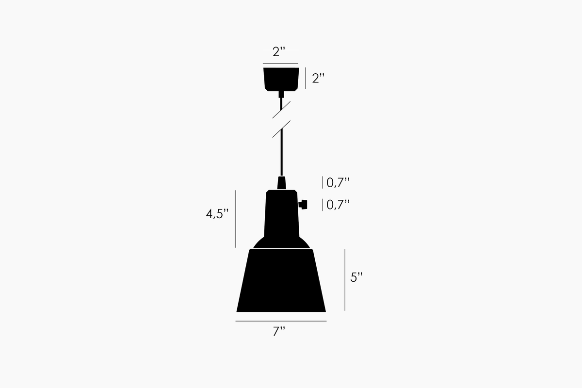 Dimension drawing of the Midgard K831 pendant lamp with measurements in inches
