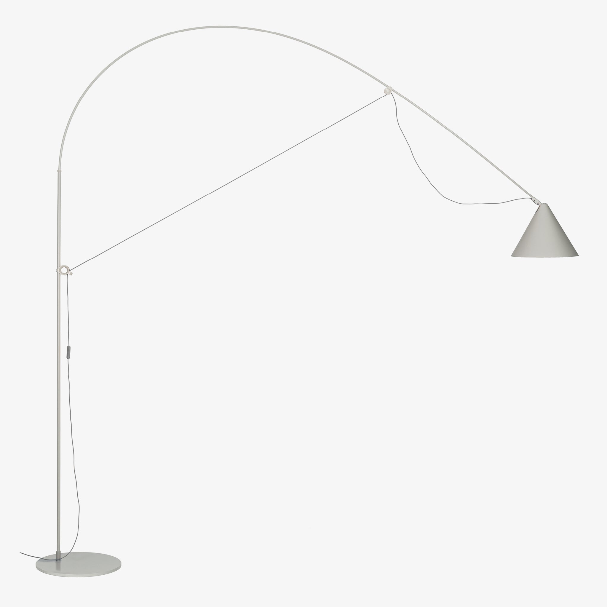 Modern and adjustable Ayno XL floor lamp by Midgard in silk grey, ideal for ambient lighting