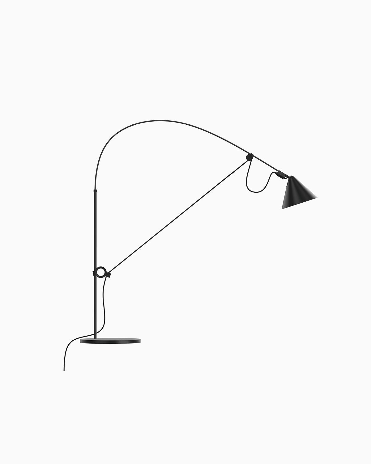 Midgard AYNO S adjustable table lamp in black, patented design by Stefan Diez