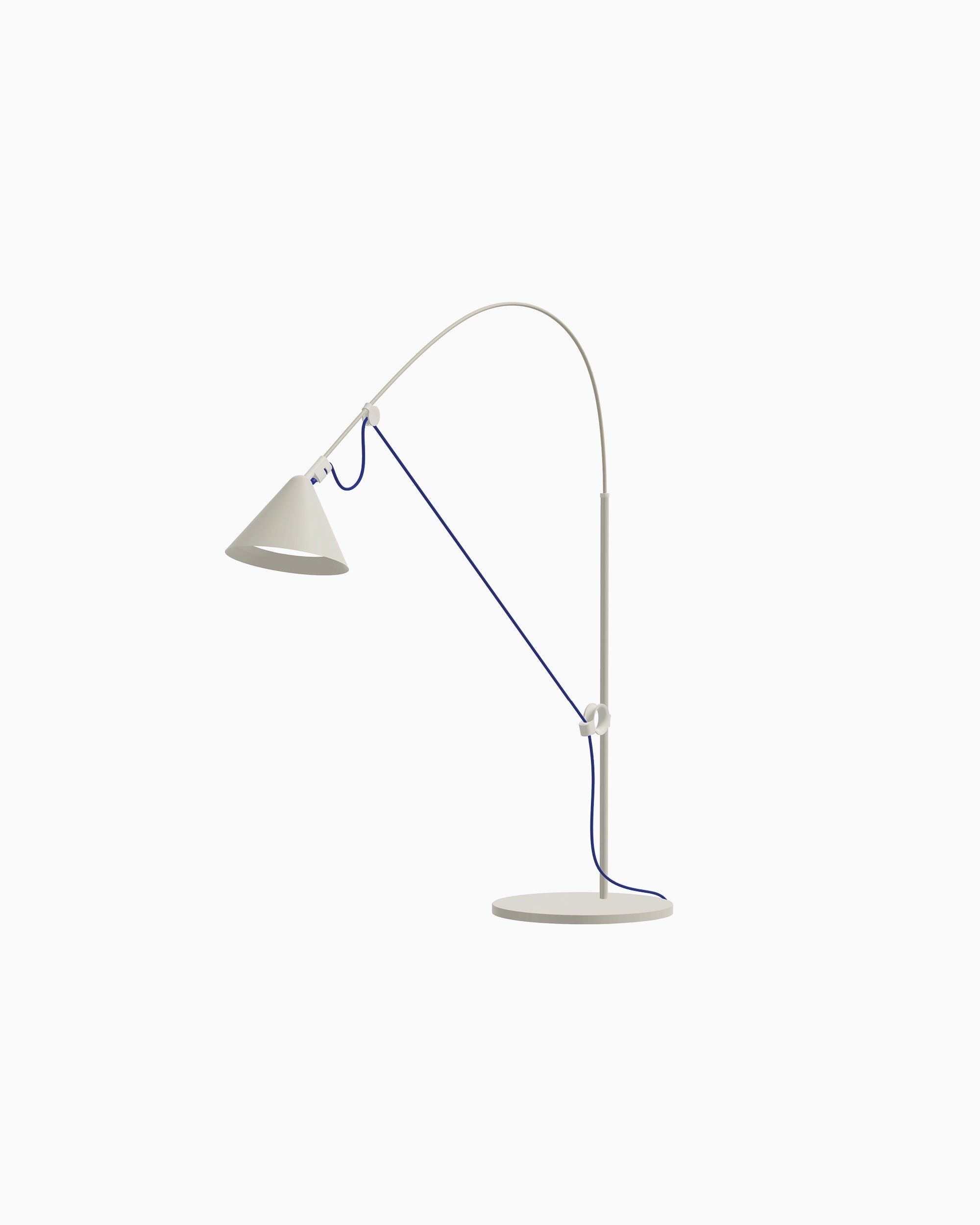 Midgard AYNO S adjustable table lamp in silk grey with ultramarine blue textile cable