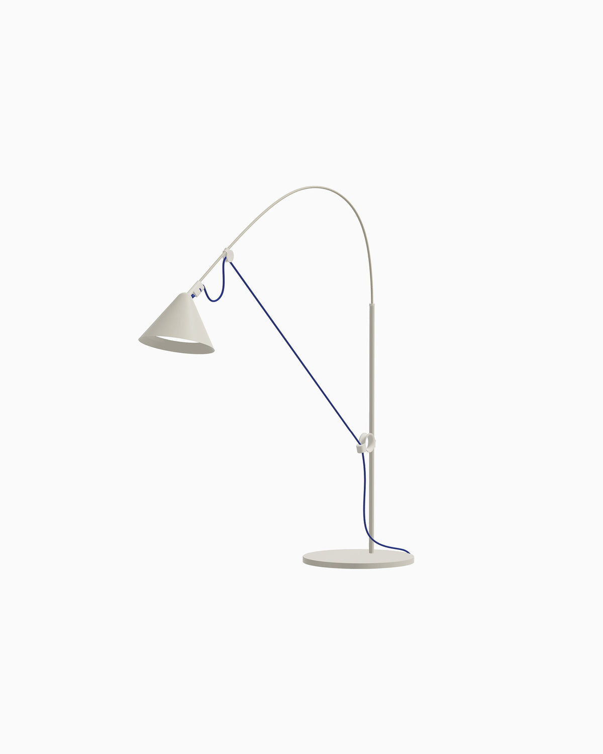 Midgard AYNO S adjustable table lamp in silk grey with ultramarine blue textile cable