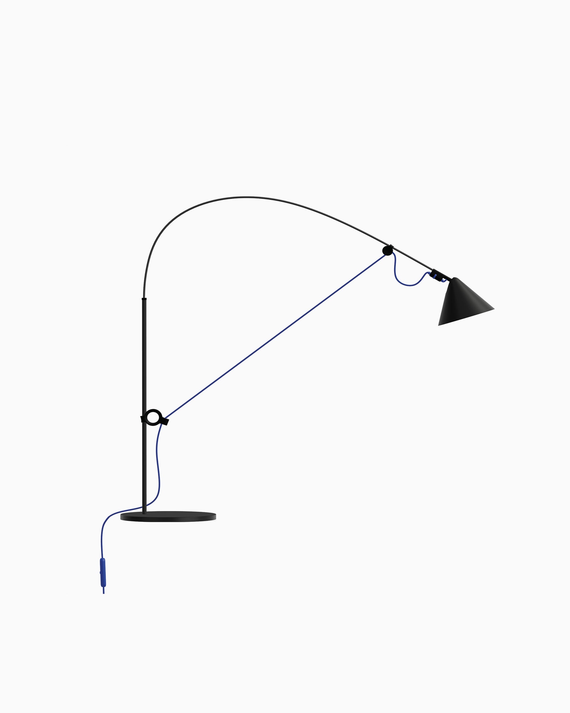 Midgard AYNO S adjustable table lamp in black with ultramarine blue textile cable