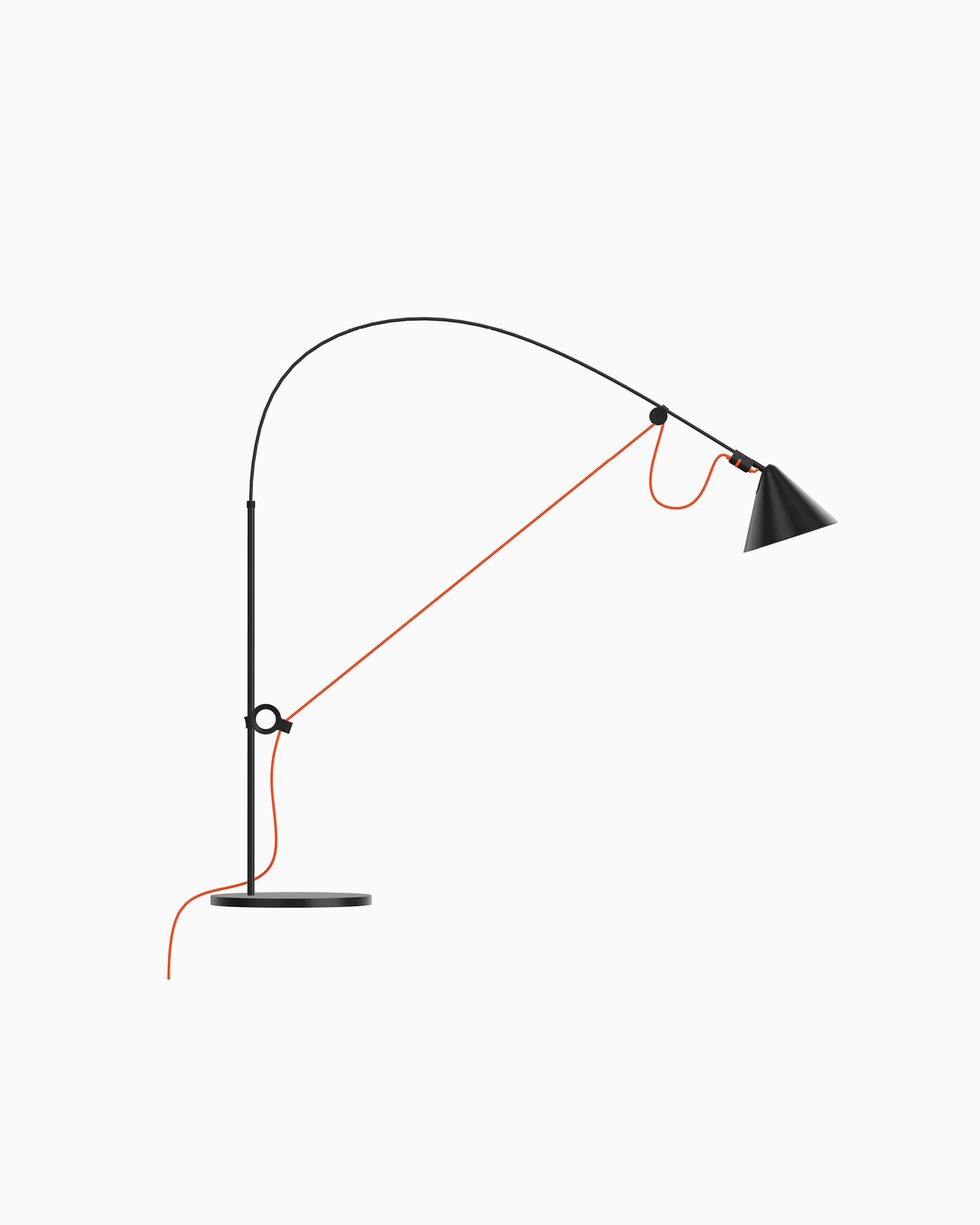 Midgard AYNO S adjustable table lamp in black with neon orange textile cable