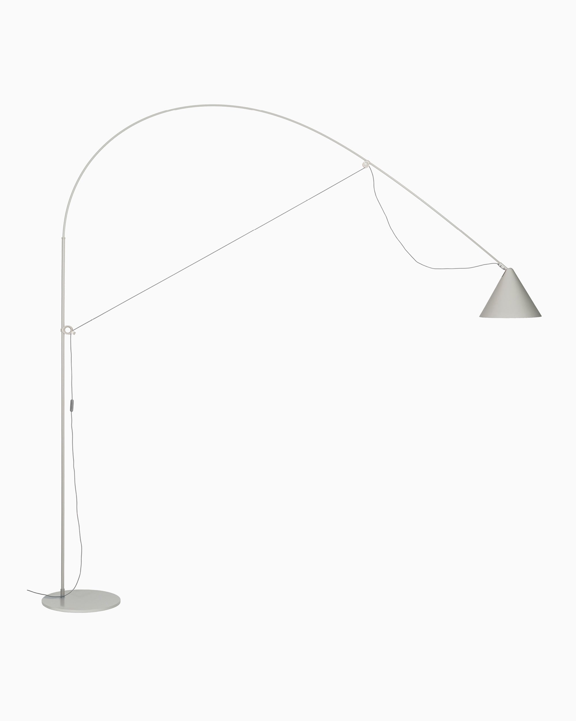 Midgard AYNO XL adjustable floor lamp in silk grey, patented design by Stefan Diez