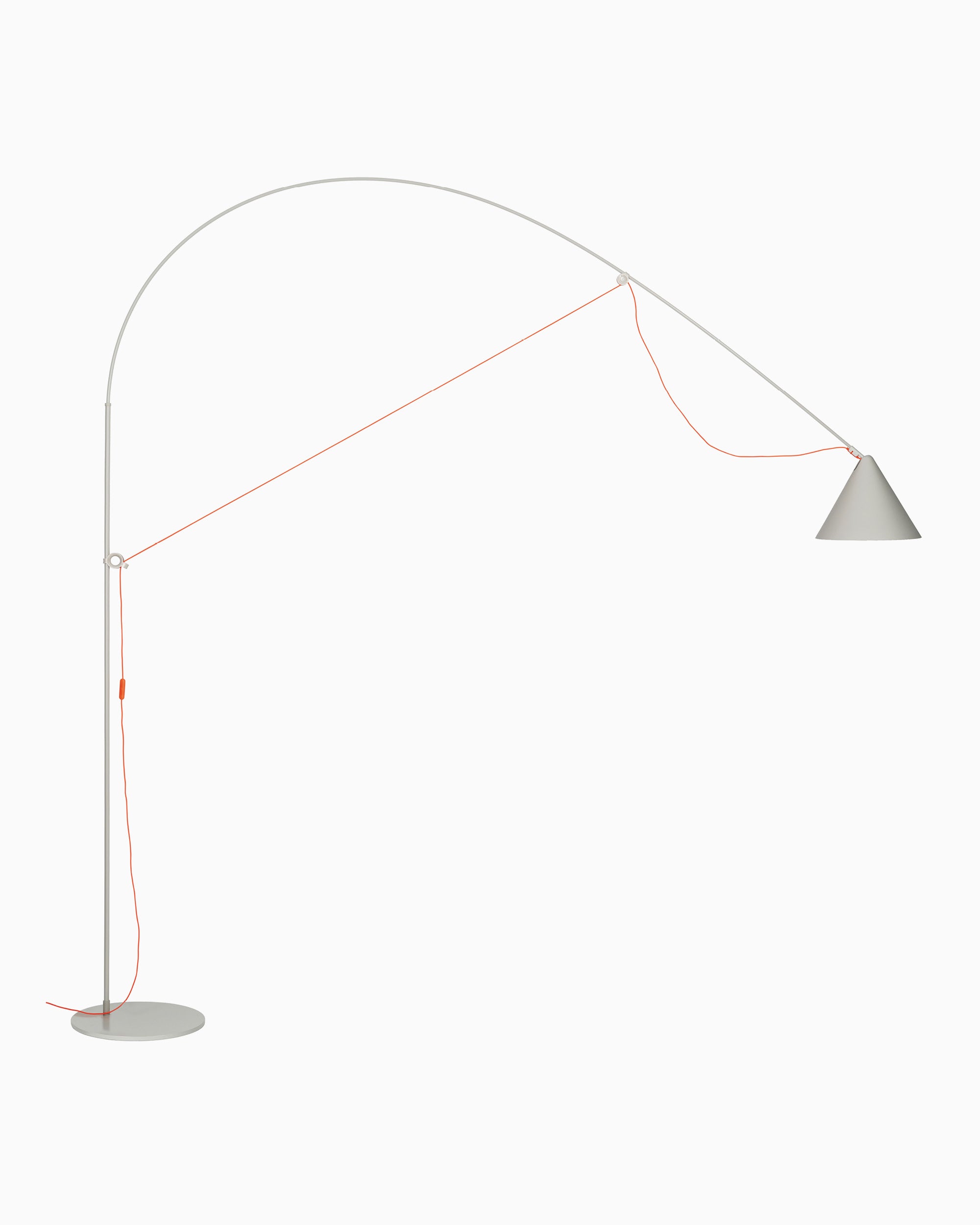 Midgard AYNO XL adjustable floor lamp in silk grey with neon orange textile cable