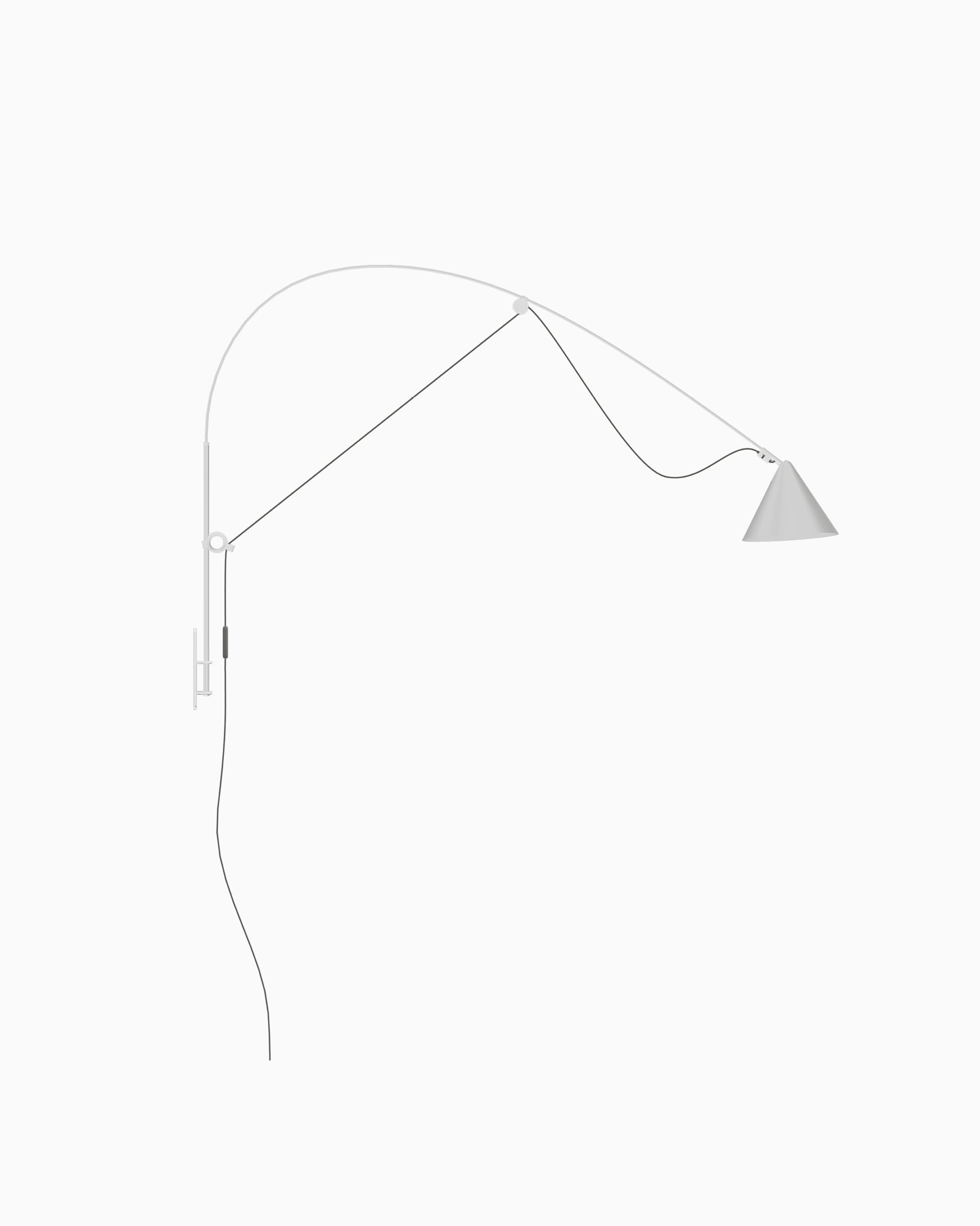 Midgard AYNO L adjustable wall lamp in silk grey, patented design by Stefan Diez