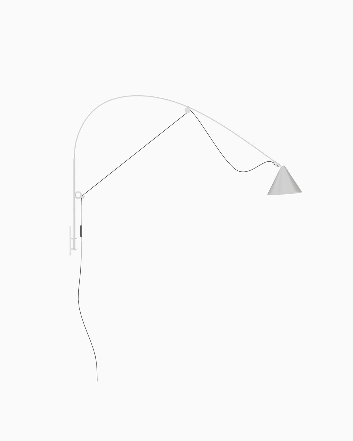 Midgard AYNO L adjustable wall lamp in silk grey, patented design by Stefan Diez