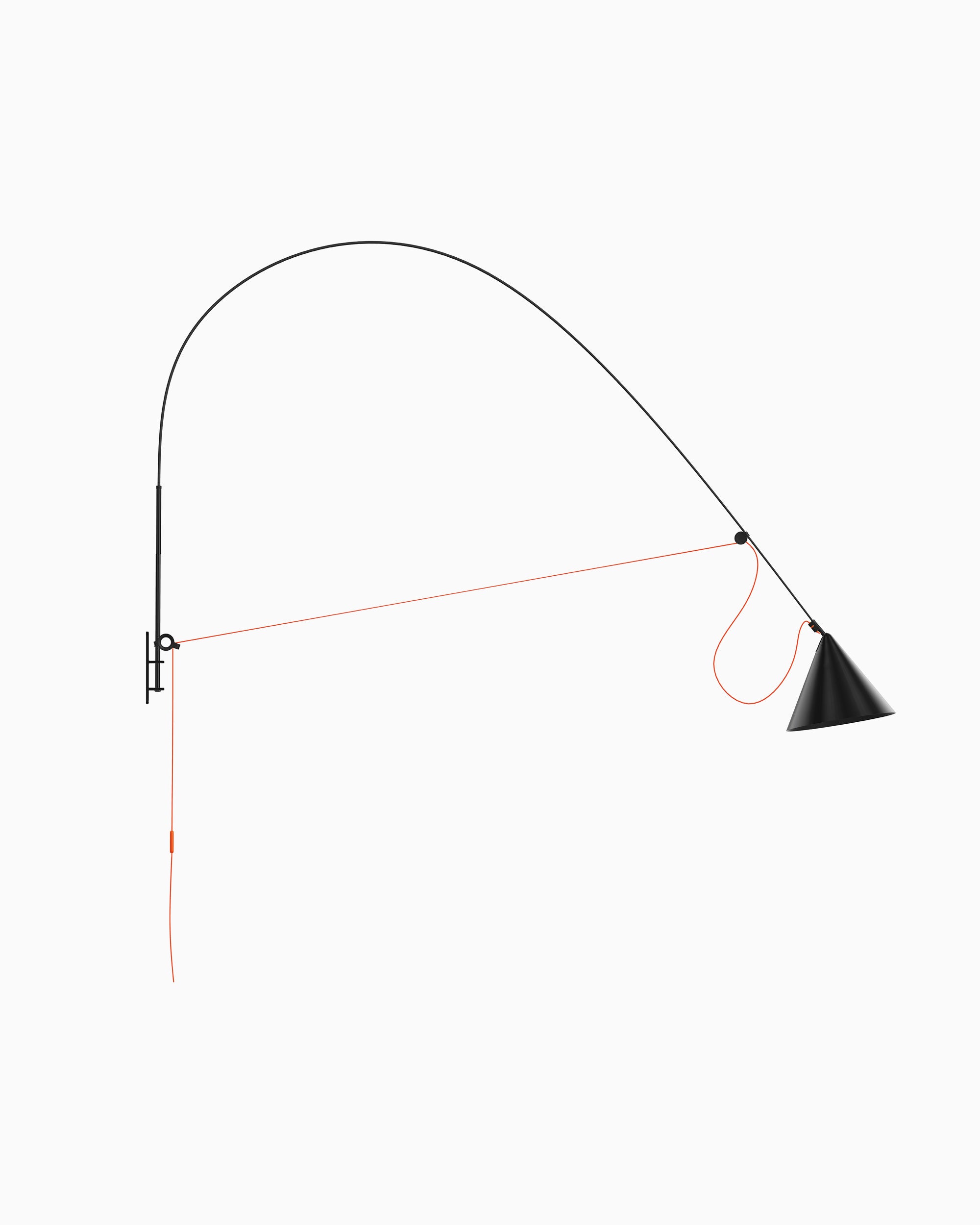 Midgard AYNO XL adjustable wall lamp in black with neon orange textile cable