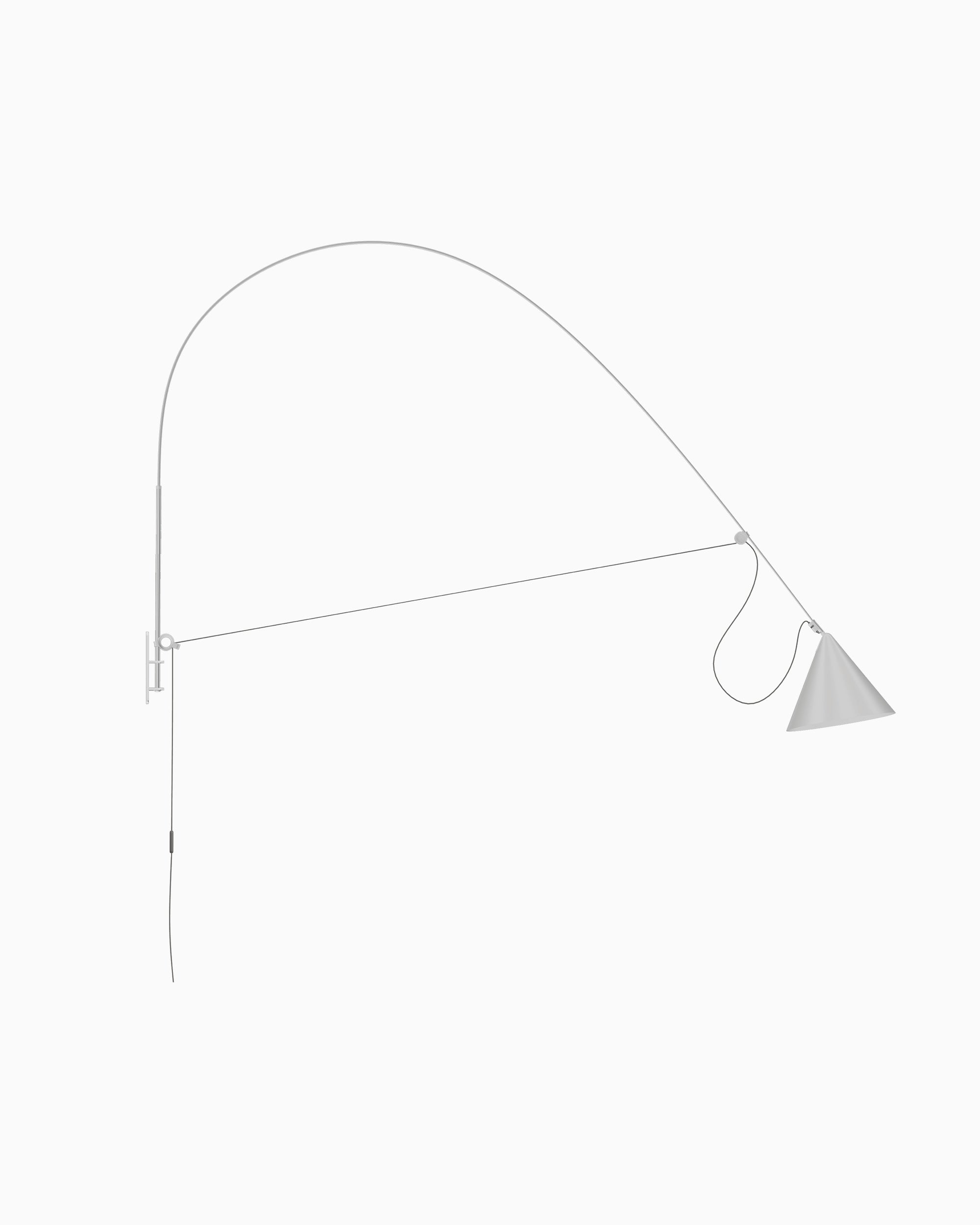 Midgard AYNO XL adjustable wall lamp in silk grey, patented design by Stefan Diez