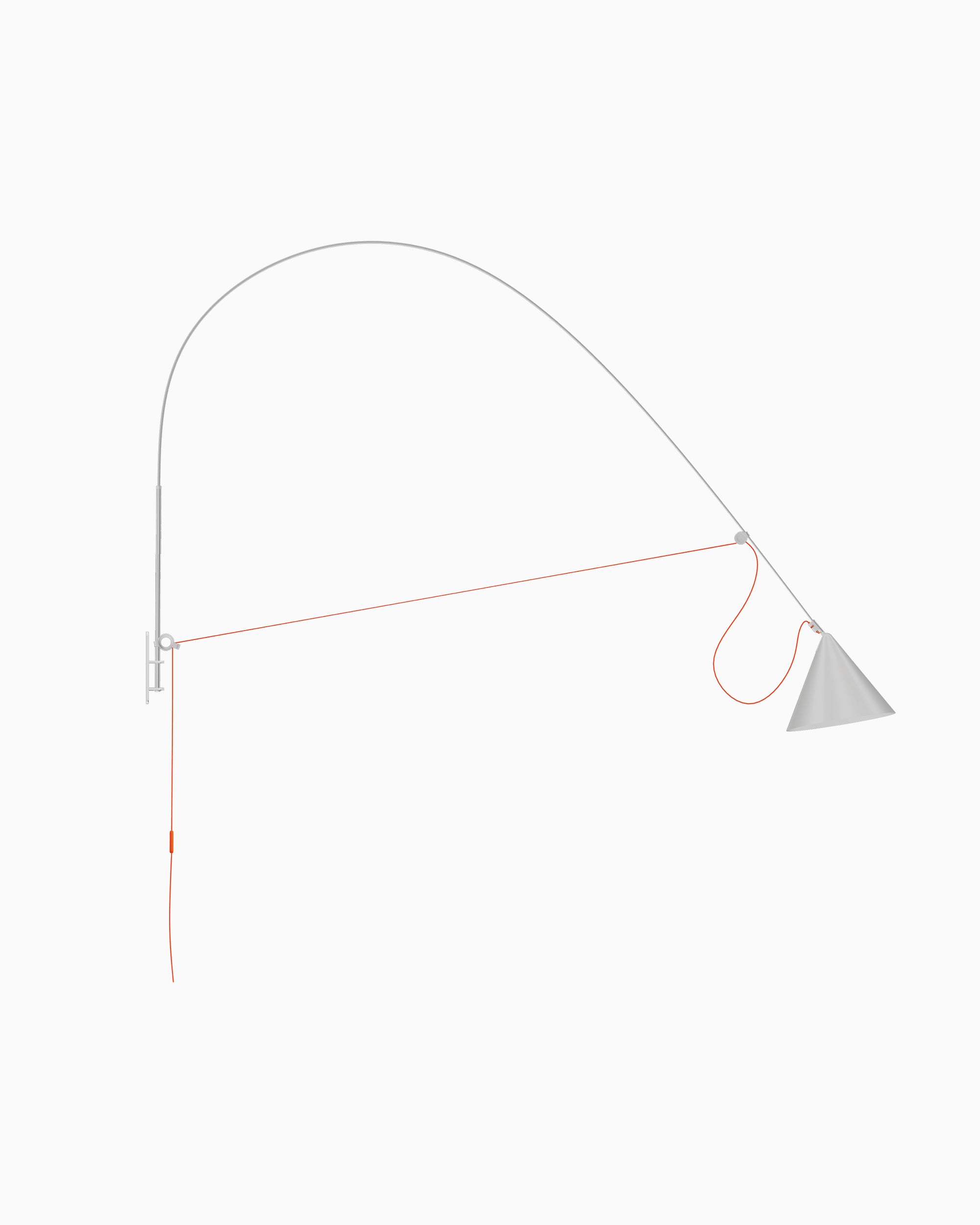 Midgard AYNO XL adjustable wall lamp in silk grey with neon orange textile cable