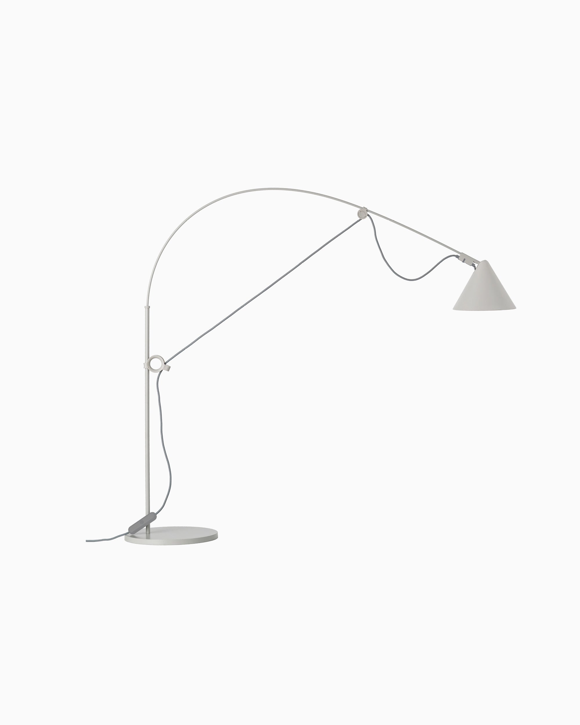 Midgard AYNO S adjustable table lamp in silk grey, patented design by Stefan Diez