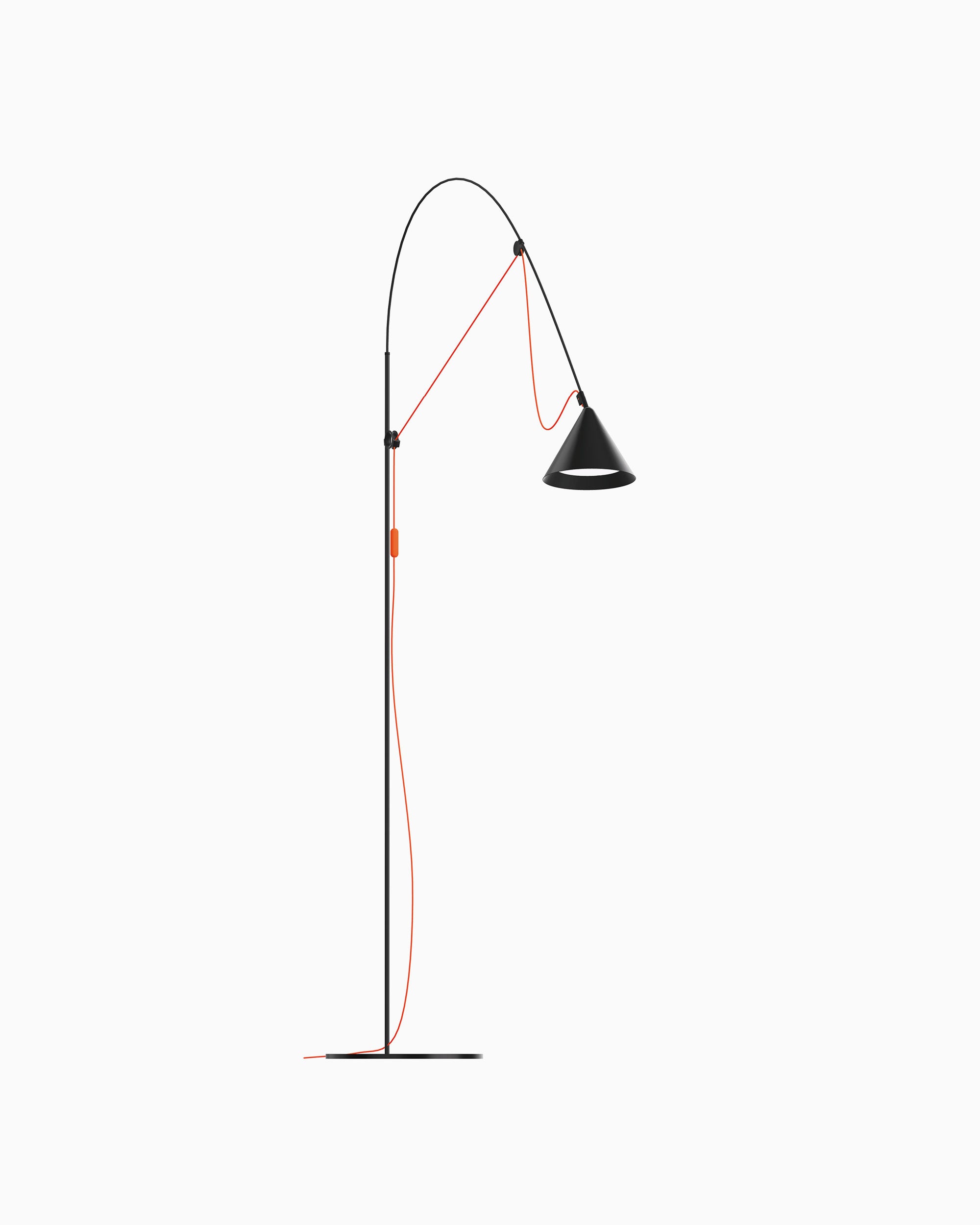 Midgard AYNO L floor lamp in black with neon orange textile cable