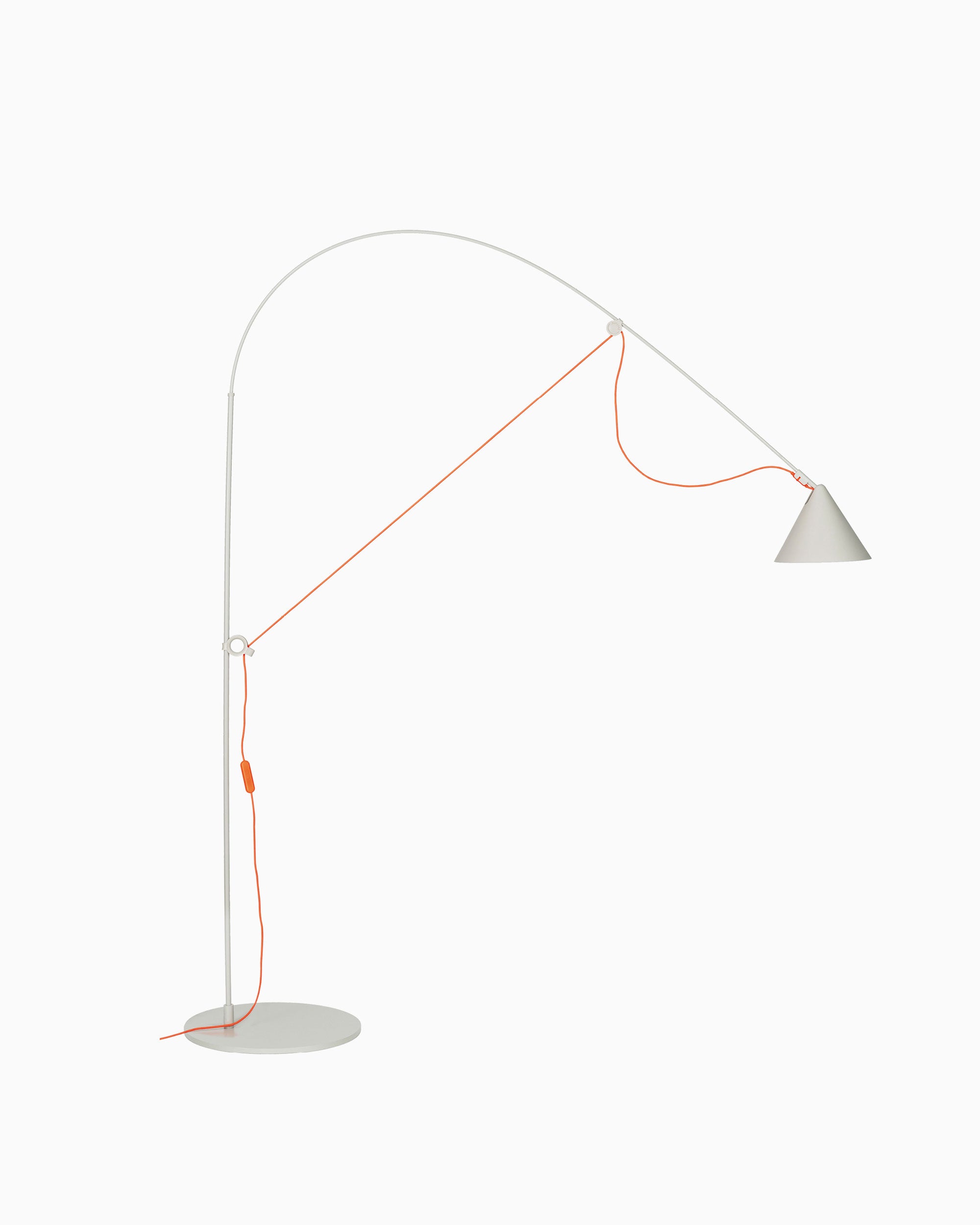 Midgard AYNO L floor lamp in silk grey with neon orange textile cable