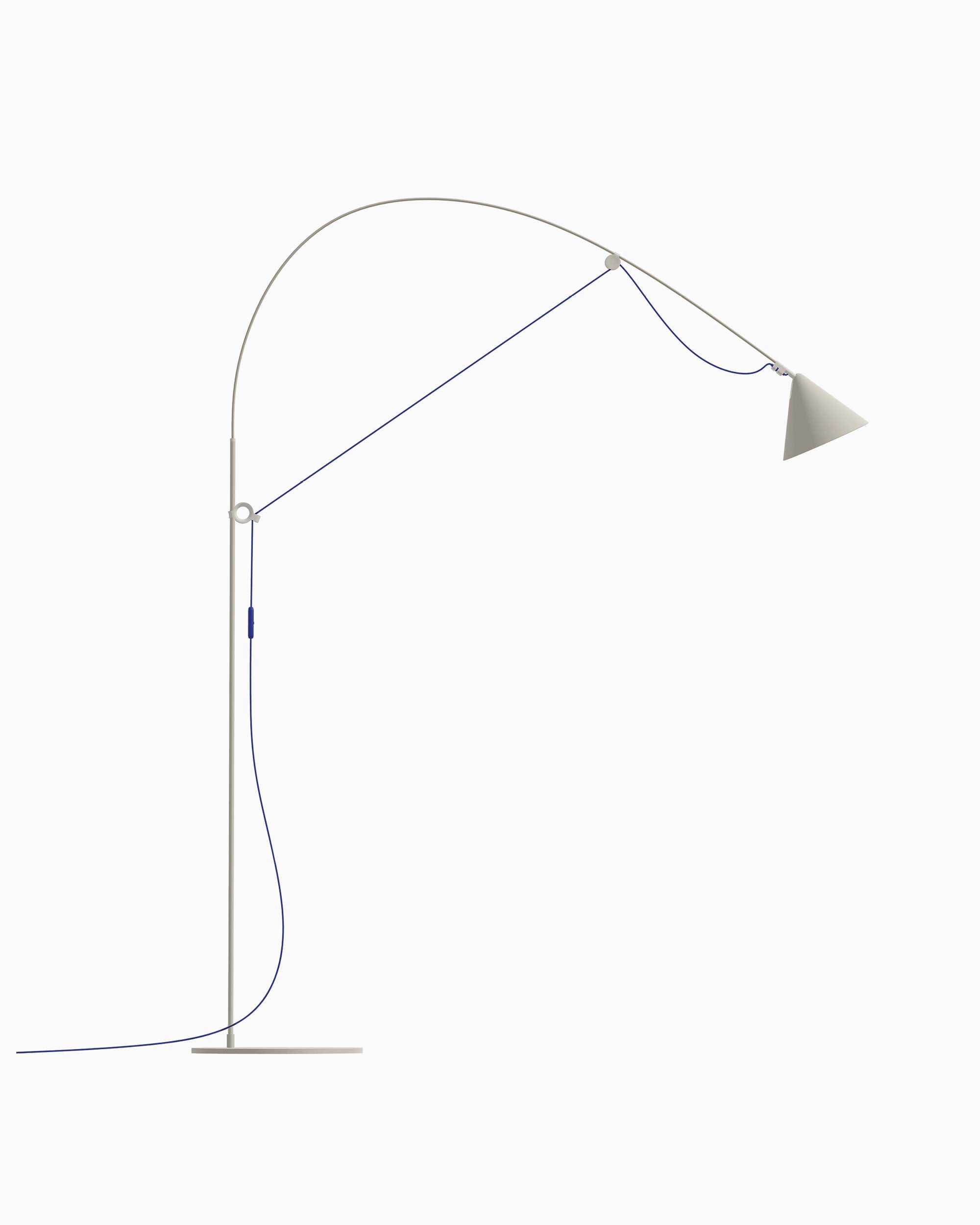 Midgard AYNO L floor lamp in silk grey with ultramarine blue textile cable