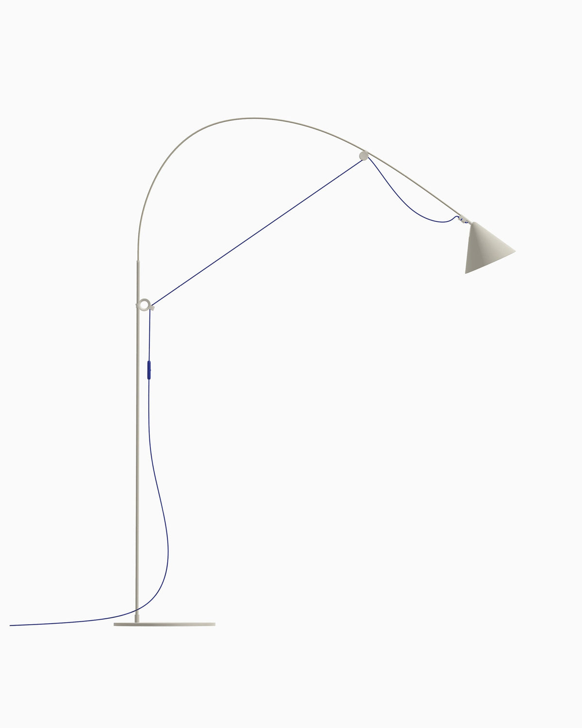 Midgard AYNO L floor lamp in silk grey with ultramarine blue textile cable