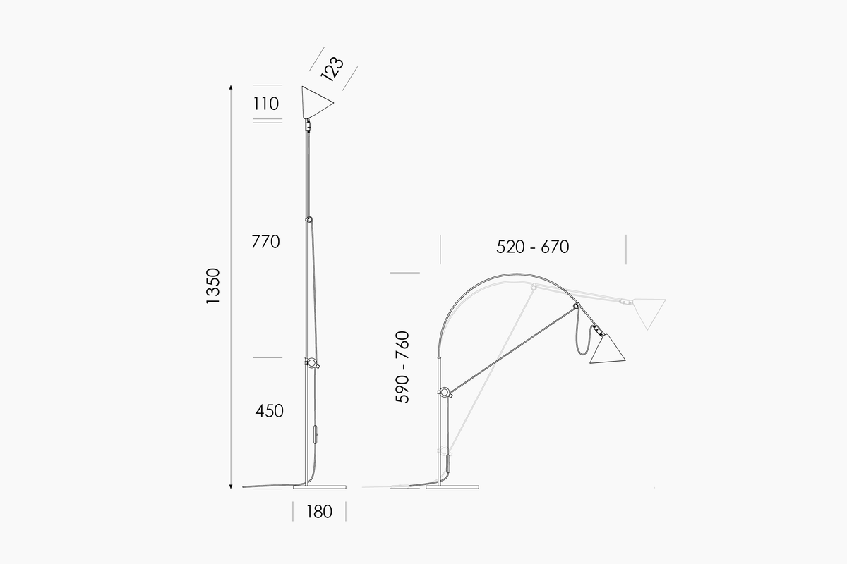 Dimension drawing of the Midgard AYNO S table lamp with measurements in millimetres
