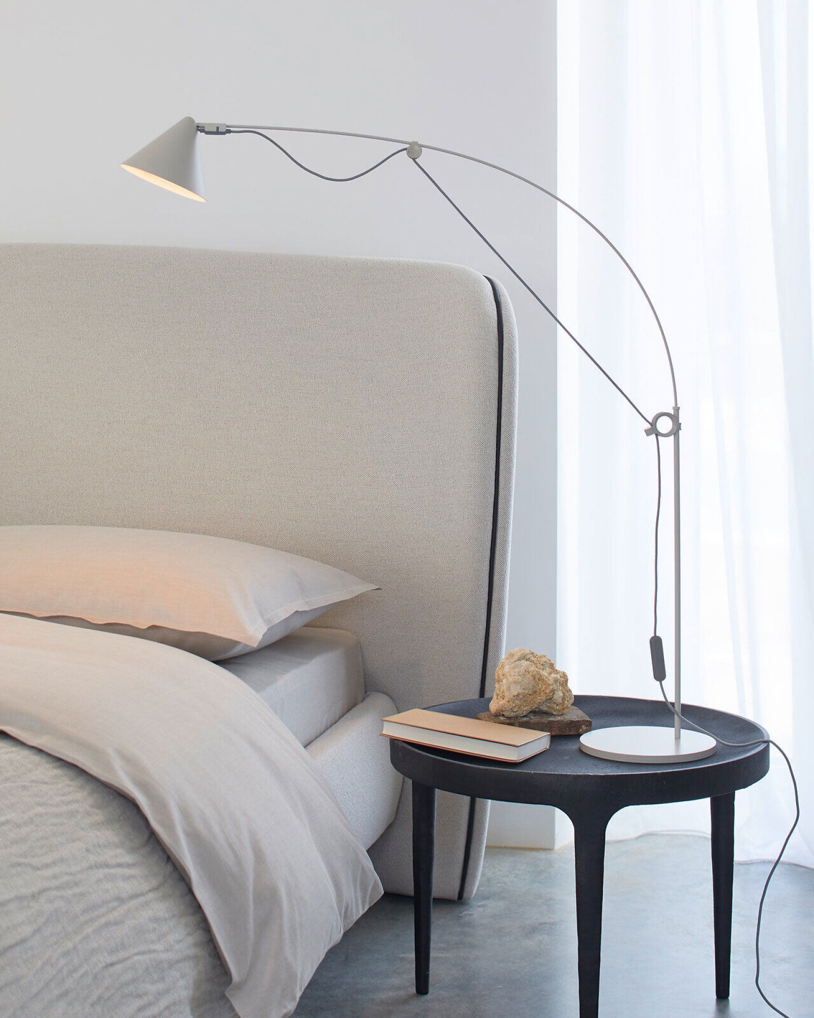 Midgard AYNO S table lamp silkgrey on nightstand bedroom