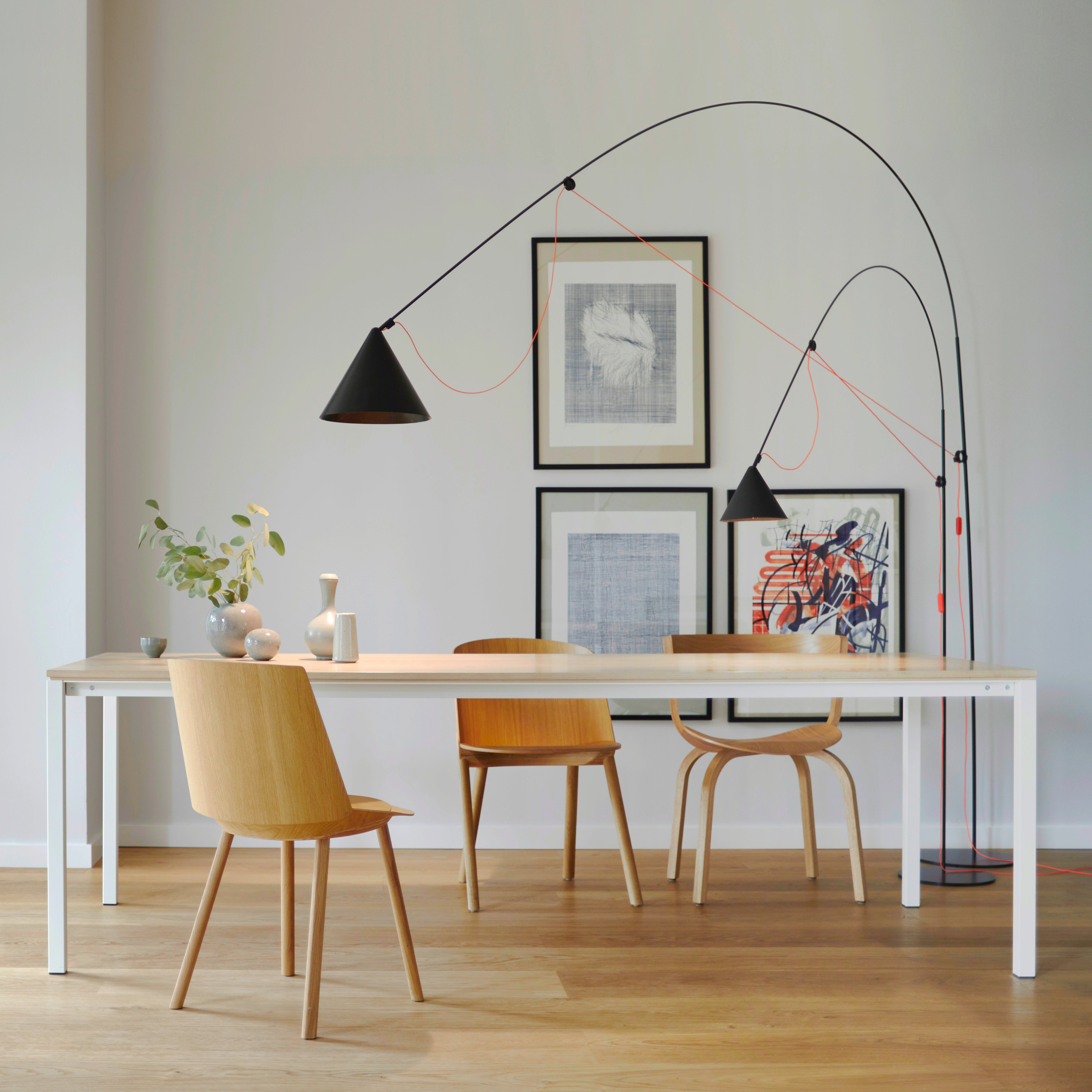 AYNO L Floor Lamp, silk grey – Stefan Diez | Midgard Licht