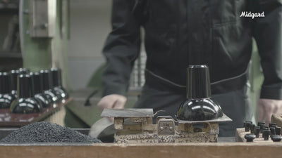 the production of K831 pendant lamp for midgard. made in germany. part of the archive collection – available in eight differnet lampshade options.